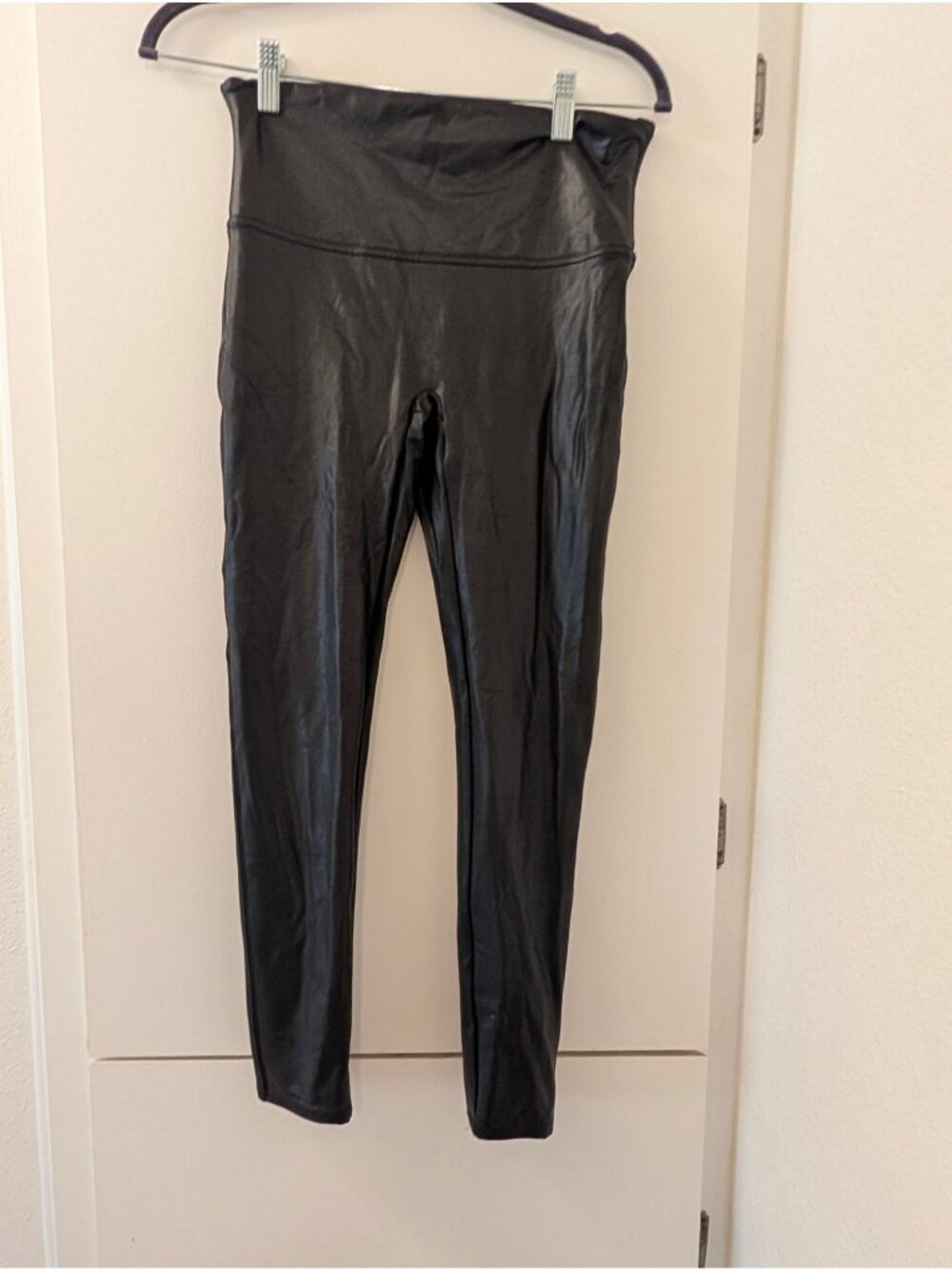 Spanx Faux Leather Leggings L/G High-Rise Black Stretch Comfort Stylish Womens P